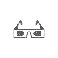 3d Brille Symbol im Grunge Textur Vektor Illustration