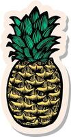 Hand gezeichnet Ananas im Aufkleber Stil Vektor Illustration