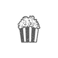 Popcorn Symbol im Grunge Textur Vektor Illustration