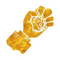 Hand halten Bitcoin Münze im Gold vereiteln Textur Vektor Illustration