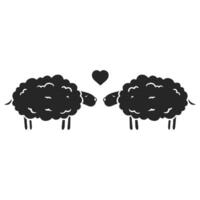 Hand gezeichnet Symbol zwei Schaf und ein Herz Form. Vektor Illustration.