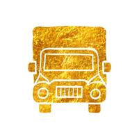 Hand gezeichnet LKW Symbol im Gold vereiteln Textur Vektor Illustration