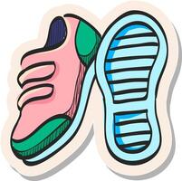 Hand gezeichnet Schuhe Symbol im Aufkleber Stil Vektor Illustration