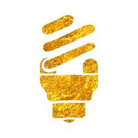 Hand gezeichnet Licht Birne Symbol im Gold vereiteln Textur Vektor Illustration