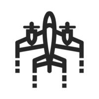 årgång flygplan ikon i tjock översikt stil. svart och vit svartvit vektor illustration.