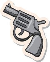 Hand gezeichnet Revolver Gewehr Symbol im Aufkleber Stil Vektor Illustration