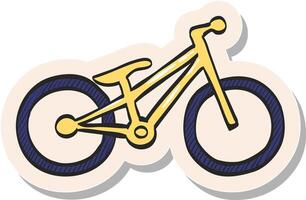 hand dragen rättegång cykel ikon i klistermärke stil vektor illustration