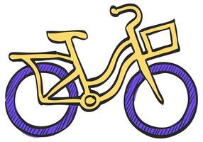 Stadt Fahrrad Symbol im Hand gezeichnet Farbe Vektor Illustration