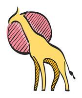 Giraffe Symbol im Hand gezeichnet Farbe Vektor Illustration