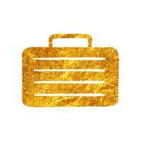 Hand gezeichnet Geschäft Koffer Symbol im Gold vereiteln Textur Vektor Illustration