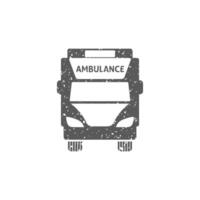 ambulans ikon i grunge textur vektor illustration