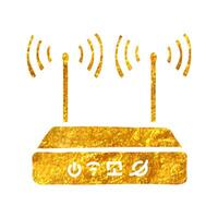 Hand gezeichnet Router Symbol im Gold vereiteln Textur Vektor Illustration