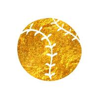 hand dragen baseboll ikon i guld folie textur vektor illustration
