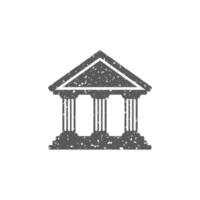 Bank Gebäude Symbol im Grunge Textur Vektor Illustration