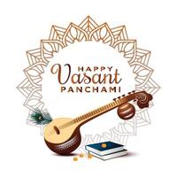 glücklich Vasant Panchami und sawaswati Puja traditionell indisch Festival Hintergrund Design vektor