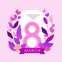 internationell kvinnors dag. hälsning kort. blommig platt vektor illustration