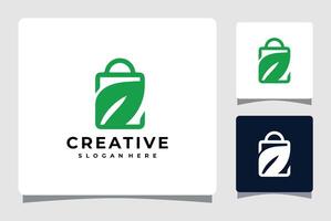 Einkaufen Tasche mit Blätter Logo Design Inspiration vektor