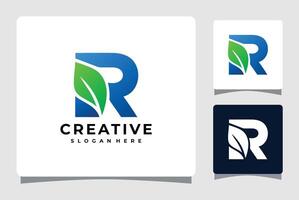 brev r med blad företag logotyp design vektor