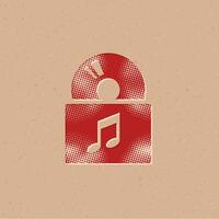 musik album halvton stil ikon med grunge bakgrund vektor illustration