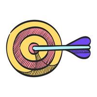 Pfeil bullseye Symbol im Hand gezeichnet Farbe Vektor Illustration
