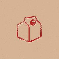 Milch Verpackung Halbton Stil Symbol mit Grunge Hintergrund Vektor Illustration