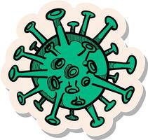 Hand gezeichnet Coronavirus covid19 im Aufkleber Stil Vektor Illustration