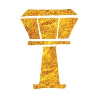 Hand gezeichnet Flughafen Turm Symbol im Gold vereiteln Textur Vektor Illustration