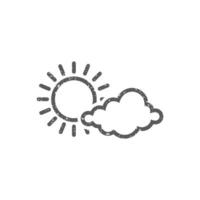 Wetter Prognose teilweise sonnig Symbol im Grunge Textur Vektor Illustration