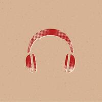 Headset Halbton Stil Symbol mit Grunge Hintergrund Vektor Illustration