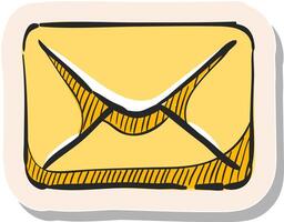 Hand gezeichnet Email Symbol im Aufkleber Stil Vektor Illustration