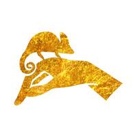 Hand gezeichnet Tier Pflege Symbol im Gold vereiteln Textur Vektor Illustration