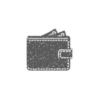 Brieftasche Symbol im Grunge Textur Vektor Illustration