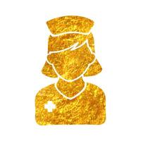 Hand gezeichnet Krankenschwester Symbol im Gold vereiteln Textur Vektor Illustration