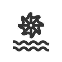 vatten turbin ikon i tjock översikt stil. svart och vit svartvit vektor illustration.