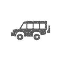 Offroad Auto Symbol im Grunge Textur Vektor Illustration