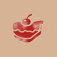 Kuchen Halbton Stil Symbol mit Grunge Hintergrund Vektor Illustration