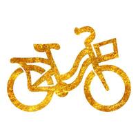 Hand gezeichnet Stadt Fahrrad Symbol im Gold vereiteln Textur Vektor Illustration