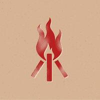 Lager Feuer Halbton Stil Symbol mit Grunge Hintergrund Vektor Illustration