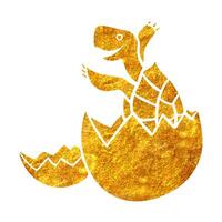 Hand gezeichnet Schildkröte Schraffur Symbol im Gold vereiteln Textur Vektor Illustration