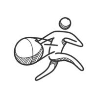 Fußball Spieler Symbole im Hand gezeichnet Gekritzel vektor