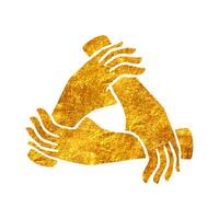 Hand gezeichnet Hände Symbol Mannschaft Arbeit Konzept im Gold vereiteln Textur Vektor Illustration