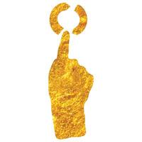 hand dragen pekplatta finger gest ikon i guld folie textur vektor illustration
