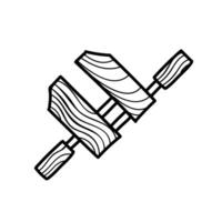 hölzern Holz Klemme Symbol. Hand gezeichnet Vektor Illustration. editierbar Linie Schlaganfall