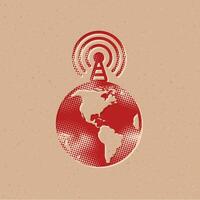 Globus Podcast Halbton Stil Symbol mit Grunge Hintergrund Vektor Illustration