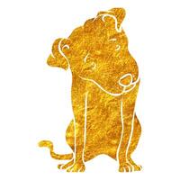 hand dragen hund ikon i guld folie textur vektor illustration