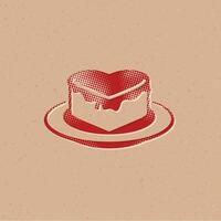Schokolade Kuchen Halbton Stil Symbol mit Grunge Hintergrund Vektor Illustration