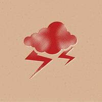 Wetter bedeckt Sturm Halbton Stil Symbol mit Grunge Hintergrund Vektor Illustration