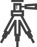 Kamera Stativ Symbol im dick Gliederung Stil. schwarz und Weiß einfarbig Vektor Illustration.
