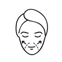 Frauen Schönheit Gesicht Plastik Operation. Wangen Augmentation. Hand gezeichnet Vektor Illustration. editierbar Linie Schlaganfall
