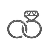 bröllop ringa ikon i grunge textur vektor illustration